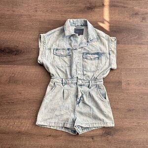 Blank NYC Light Blue Denim Shorts Romper